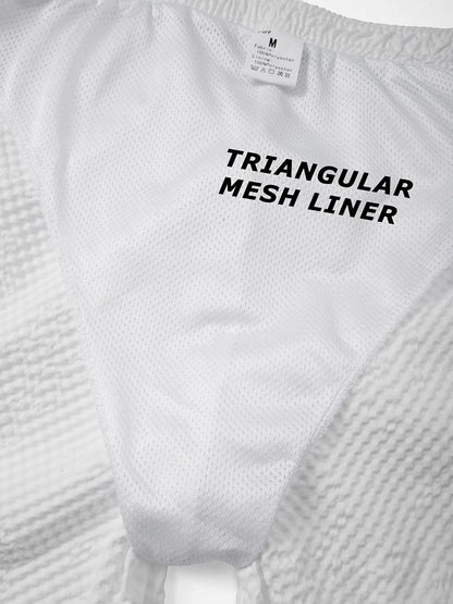 Men's Seersucker Beach Shorts with Mesh Liner Summer Casual Board Shorts with Zipper Pockets Quick Dry Swim Shorts Swim Trunks